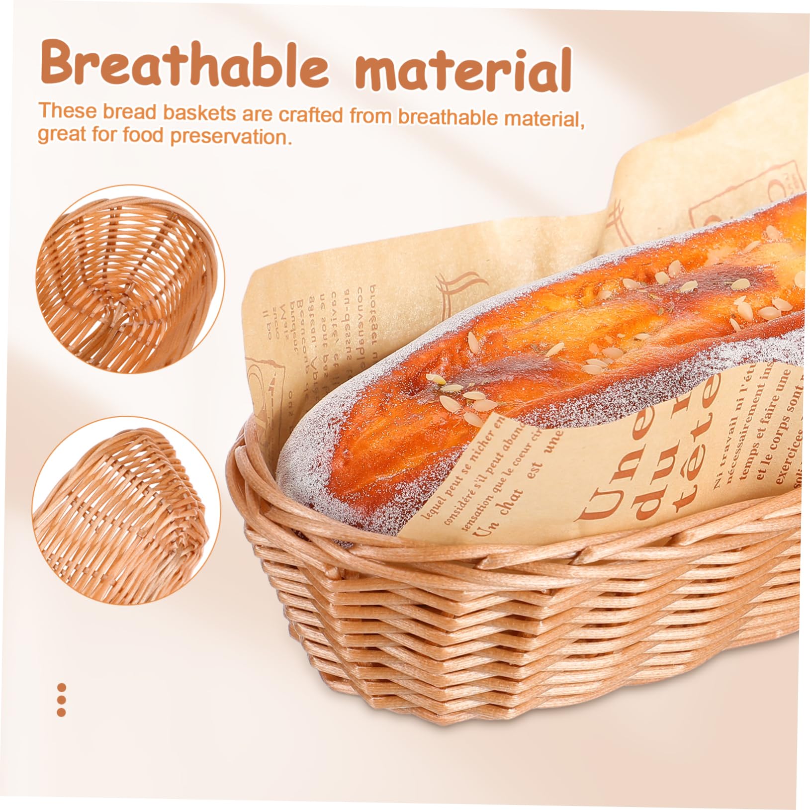 STOBAZA 10pièces Lot De Paniers à Pain Plastique Imitation Rotin Tressé Pour Service Alimentaire Cuisine Et Restaurant