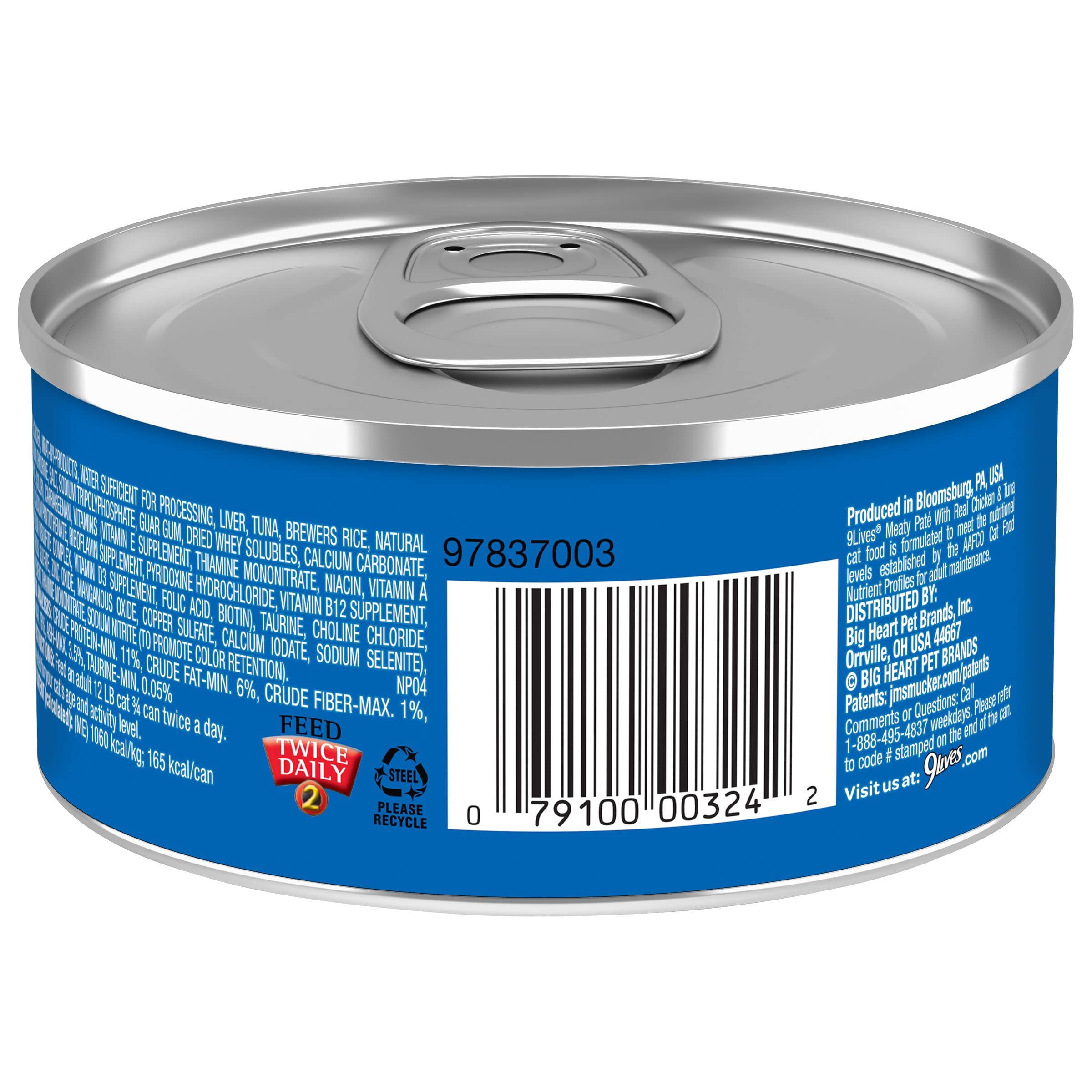 Amazon.com : 9Lives Meaty Paté With Real Chicken & Tuna Wet ...