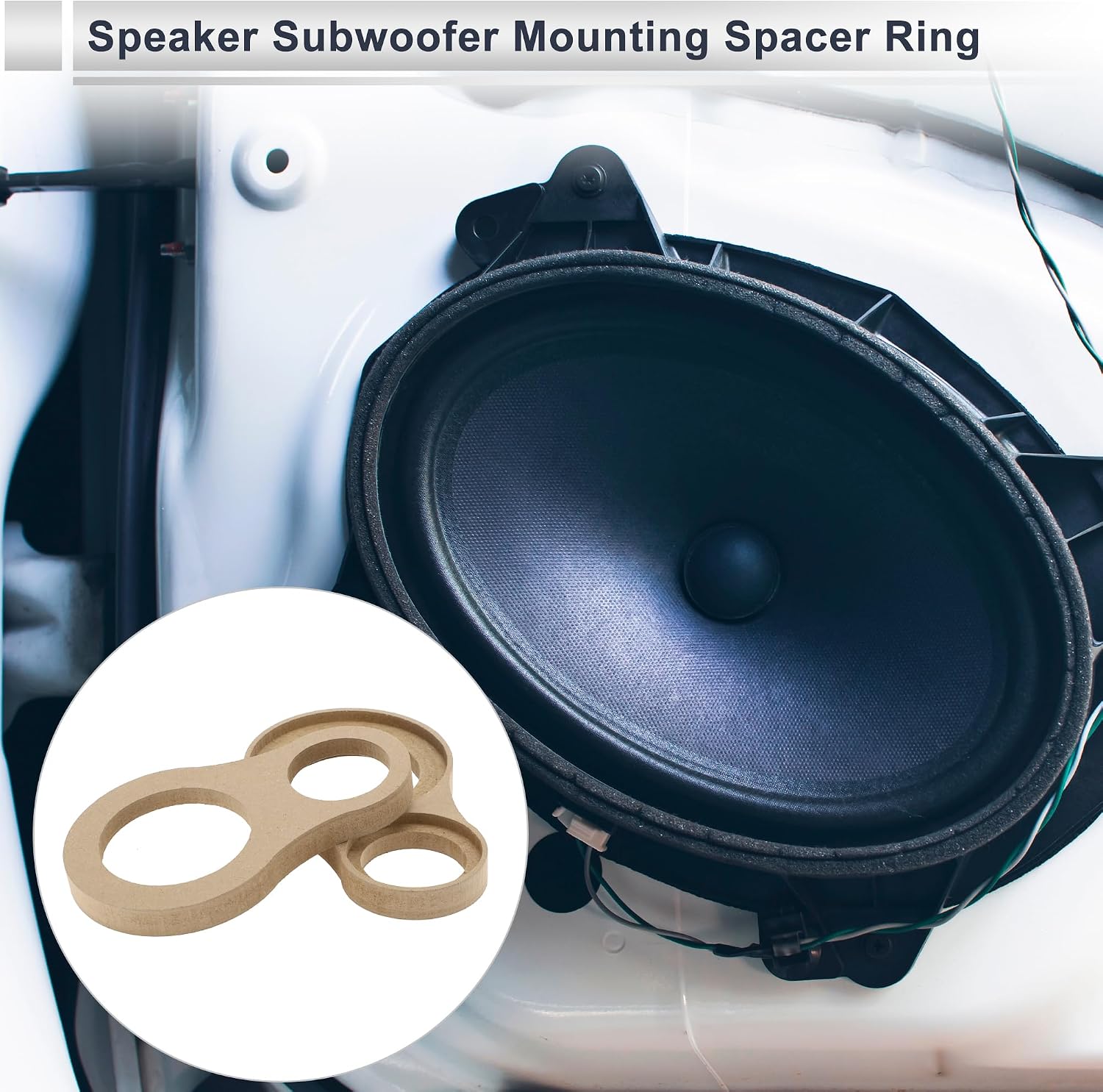 2 Pcs Universal Speaker Spacer Ring Adapter Dual Rings Waterproof for 2" for 4" Speaker Mounting Spacer Bracket Ring Brown Wood