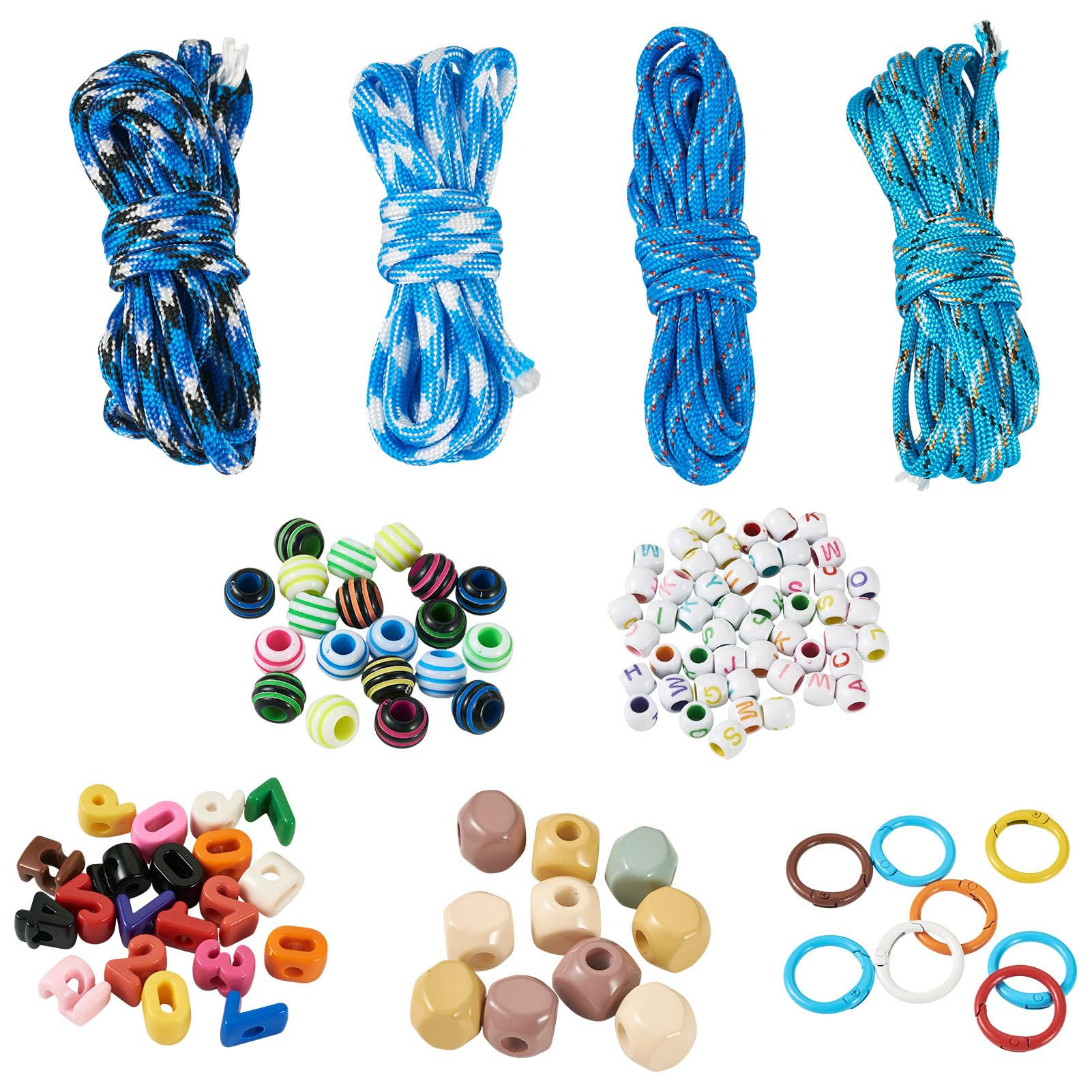 Craftora Letter Beads for Keychain Making Number Acrylic Beads Cube European Colorful Bead with Ring Clasps Ropes for DIY Keyring Jewellery Making Kits