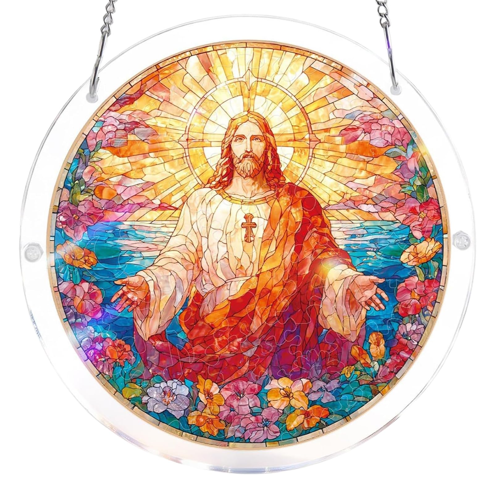 Acrylic Puzzle Suncatcher – 95 Pieces Stained Glass Window Hanging, DIY Sun Catcher Craft Kit for Adults, Colorful Rainbow Décor for Home & Garden — image 1