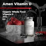 Amen Vitamin D3, K2 & Zinc Supplement - 2-Month Supply - Immune & Bone Health, Energy Metabolism, Skin & Tissue Support, Whole Food With Apple, Blueberry, Cranberry, Elderberry - Non-GMO - 60 Capsules