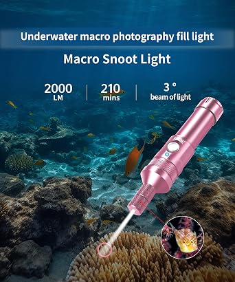 2000 Lumens Professional Dive Flashlight for Underwater Photography,3 Adjustable Beam Angles (3°/24°/72°),IP68 Waterproof Certified,Macro Photo Fill Light/Night Diving Spotlight/Deep Diving Gear(pink)