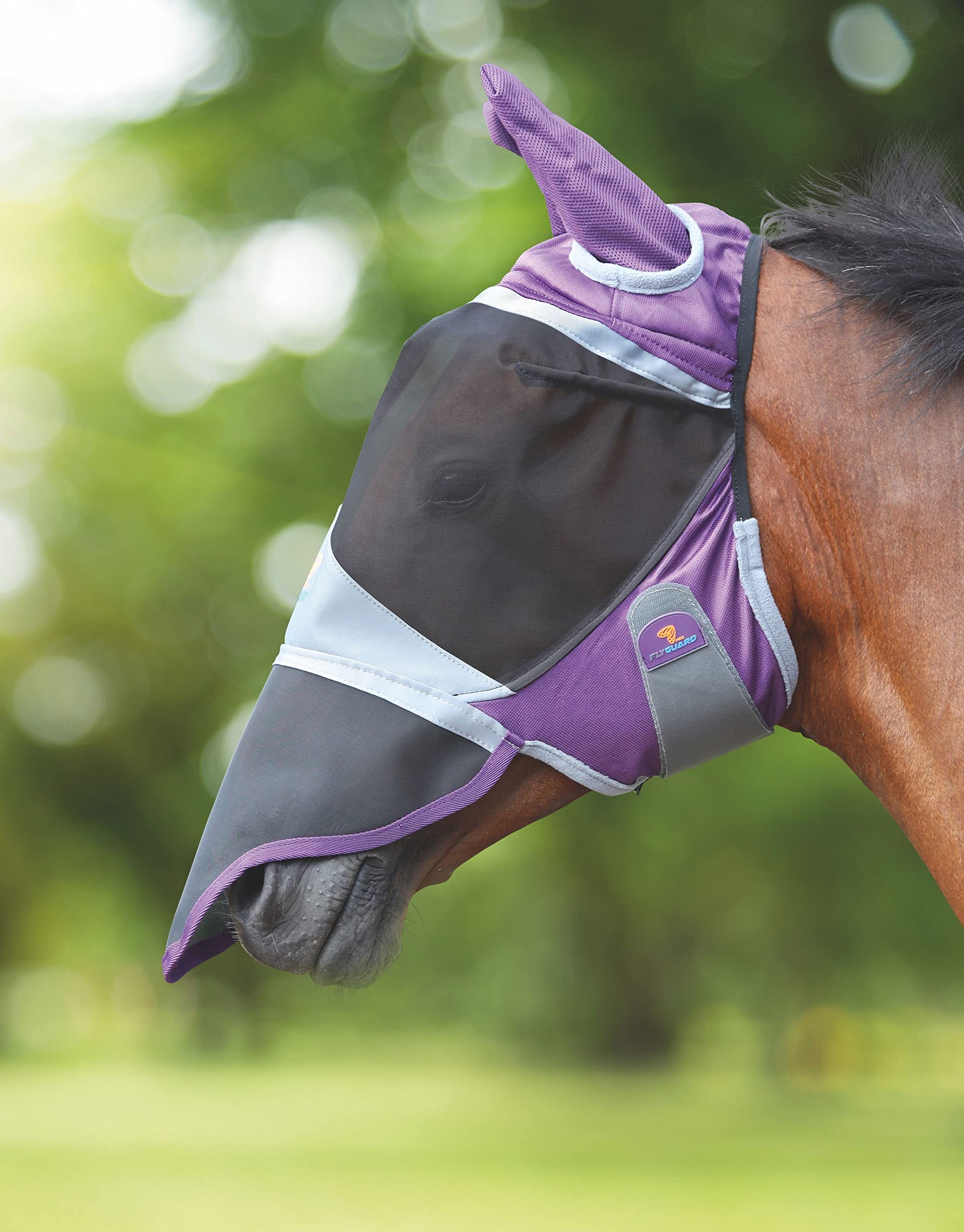Shires Fly Guard Deluxe Fly Mask with Ears & Nose (Purple, Small Pony)
