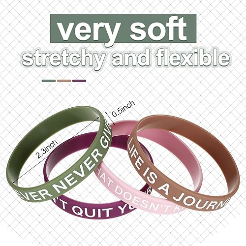 Miniatura 6 de 100 pulseras de silicona con cita motivacional, pulseras de goma inspiradoras de colores, pulseras elásticas unisex para mujeres, hombres, niños y