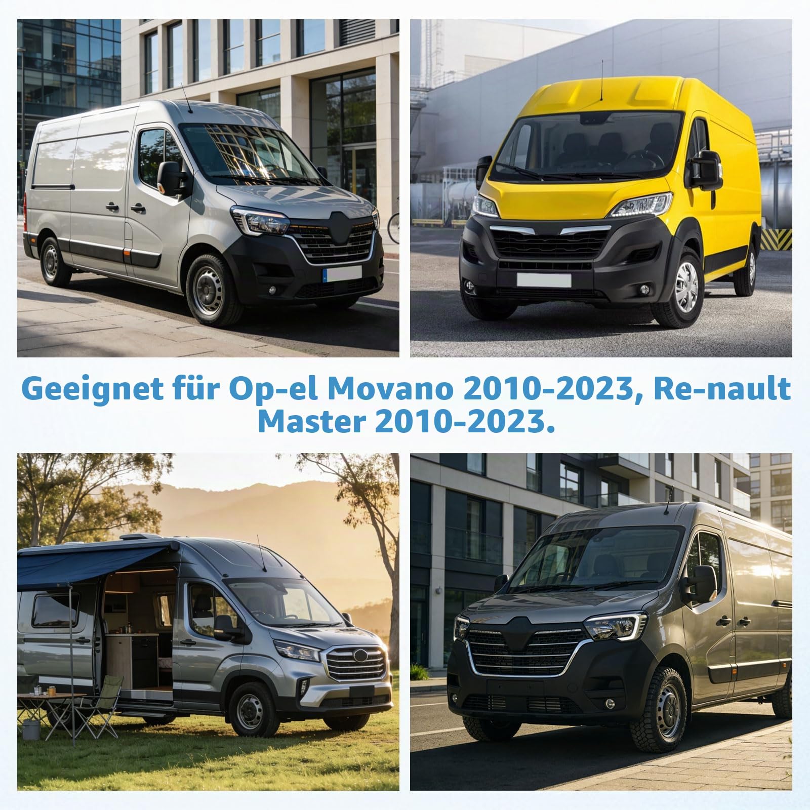 Verdickte Windschutzscheibenabdeckung für Movano 2010-2023, Renault Master 2010-2023, Windschutzscheibenabdeckung Anti-Frost-EIS-Staub-Fenster-Frontabdeckung, Sonnenschutz, Silber