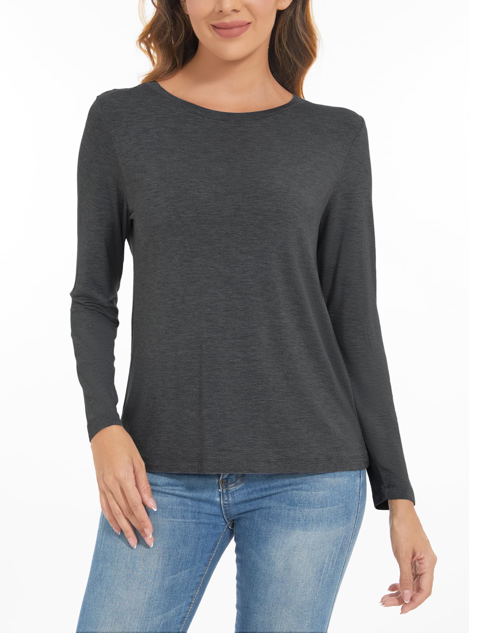 GYS Womens Long Sleeve Tops Soft Bamboo Viscose Pajama Tops