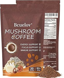 2 Bag Mushroom Coffee, Instant Coffee with 6 Adaptogenic Mushrooms (Lion’s Mane, Cordyceps, Shiitake, Turkey Tail) for Better Energy, Focus, Digestion & Immune Support