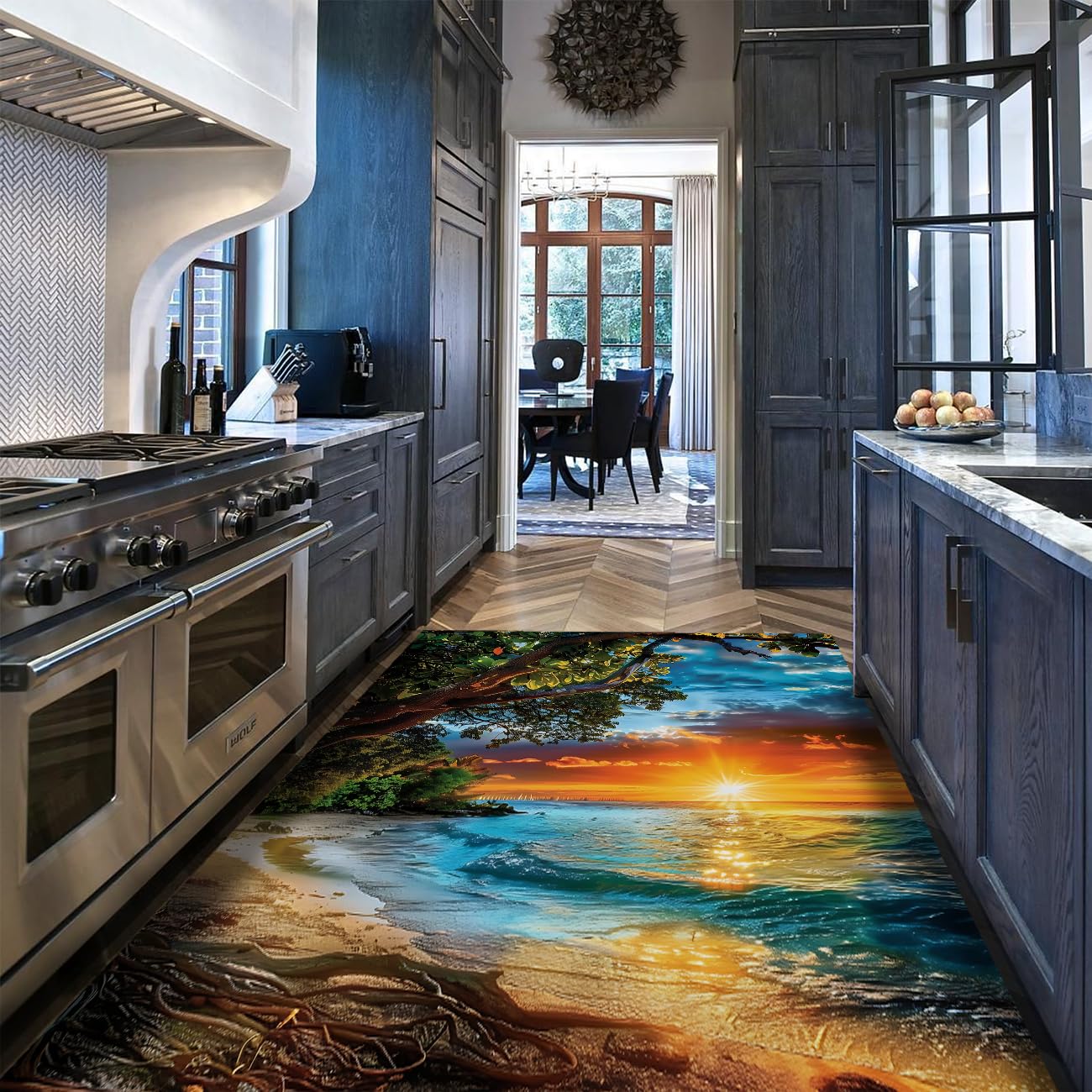 Tapis de salon tropical sunset pour une ambiance de plage azur