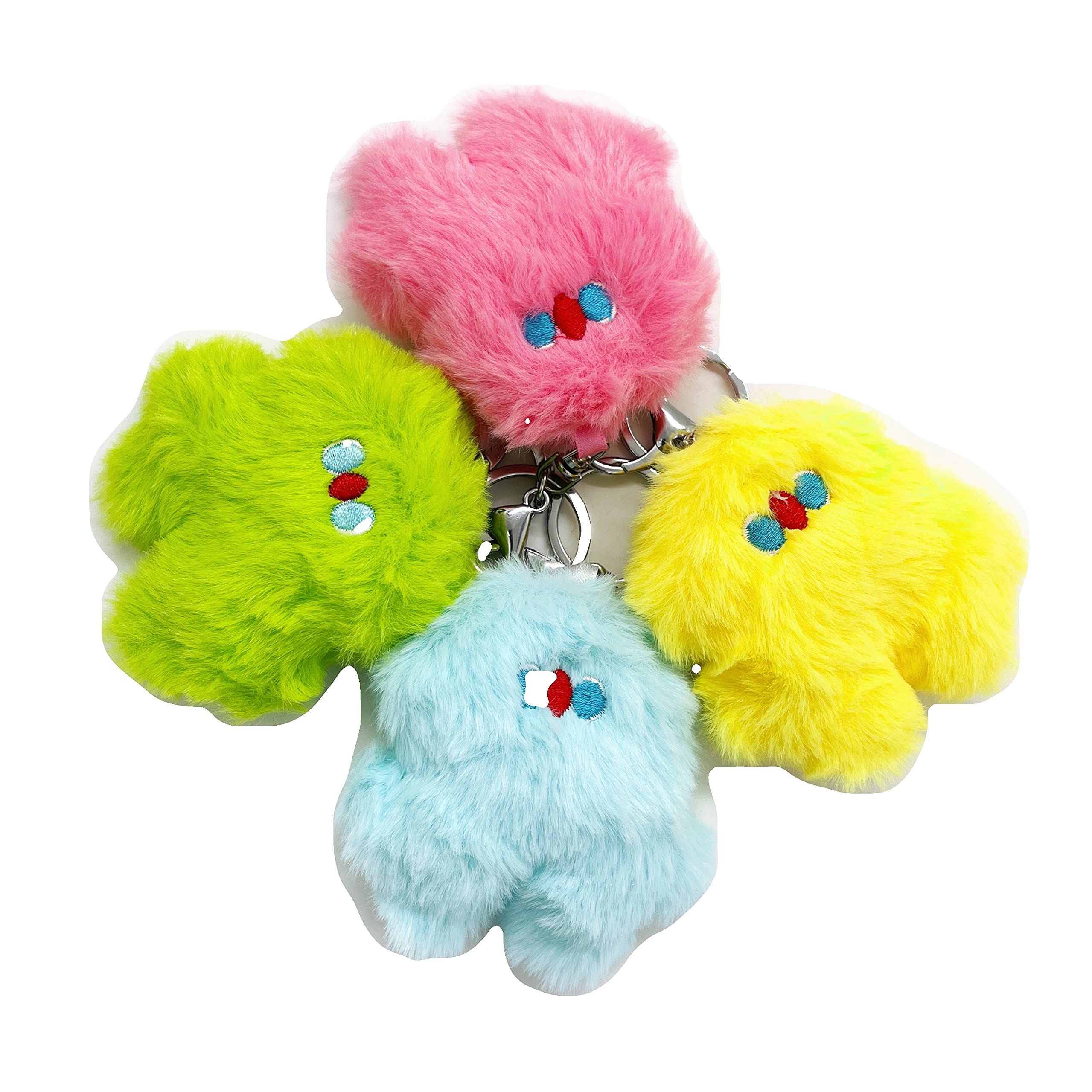 Fluff Plush Stuffed Cute Bear 2pcs with Plush Keychain for Kid Party, Decoration for Easter, Christmas Tree and Fashion Accessory Backpack Clips, Handbag Pendant Filler For Boys Girls (Blue Yellow)