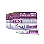 Vagisil Maximum Strength Feminine Anti-Itch Cream with Benzocaine for Women, Helps Relieve Yeast Infection Irritation, Gynecologist Tested, Fast-acting, Soothes and Cools Skin, 1 oz (Pack of 4)