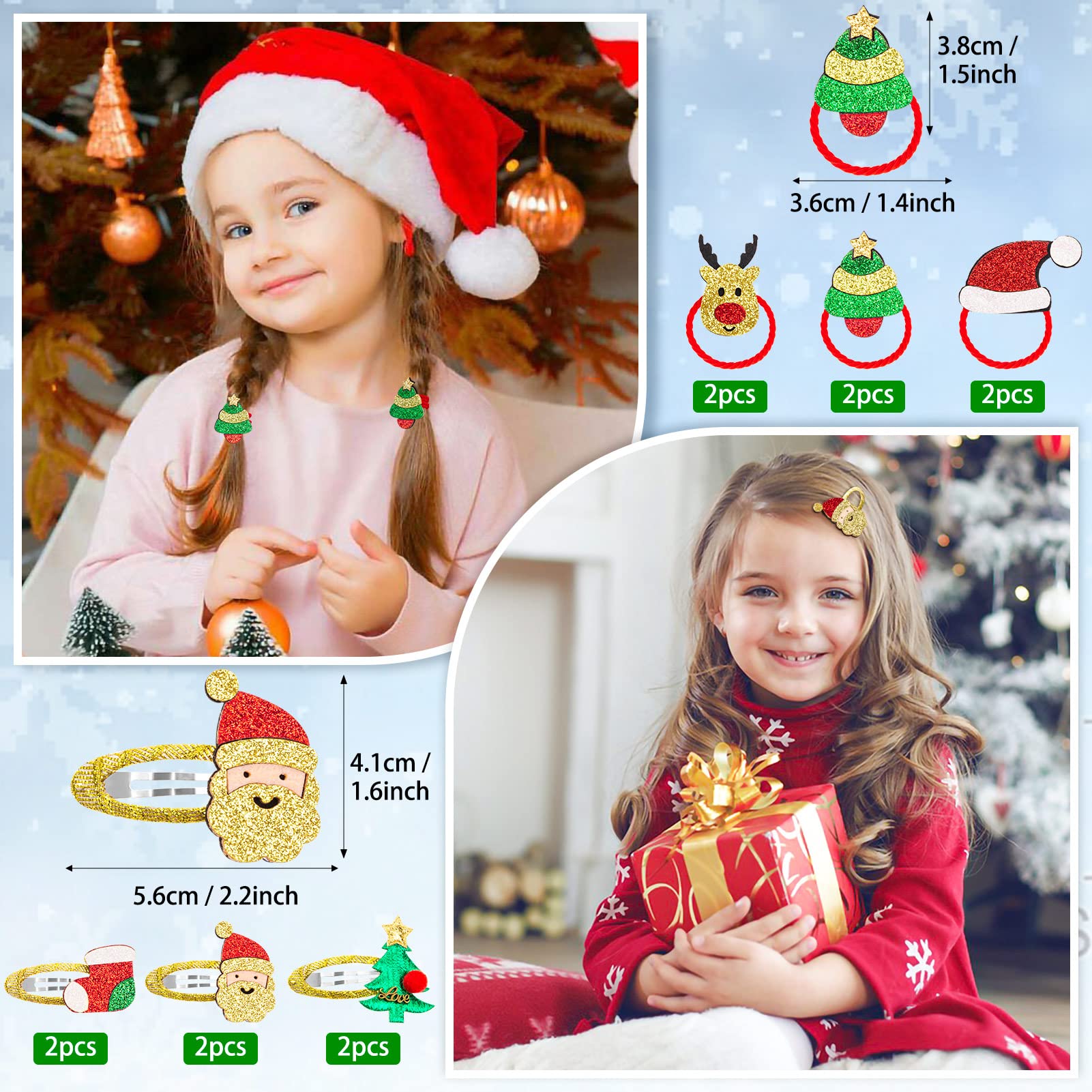 Lot de 2 barrettes + 3 élastiques de Noël pour fille | Orchestra