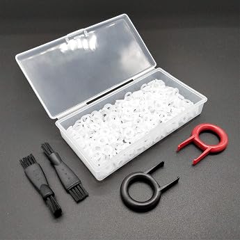 250pcs Thick 2mm Rubber O Ring Damper O-Ring Sanitary Rubber for Cherry MX Switch Mechanical Keyboard with 2 Keyboard PullersKeycap Removal Tool and 2 Cleaning Brushes