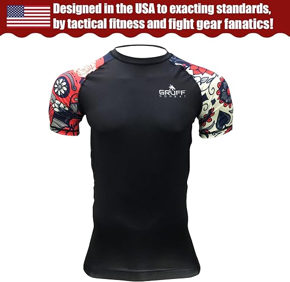 BJJ Rash Guards Grappling MMA Jiu Jitsu No Gi UFC Shirt Fight Wear, Short Sleeves