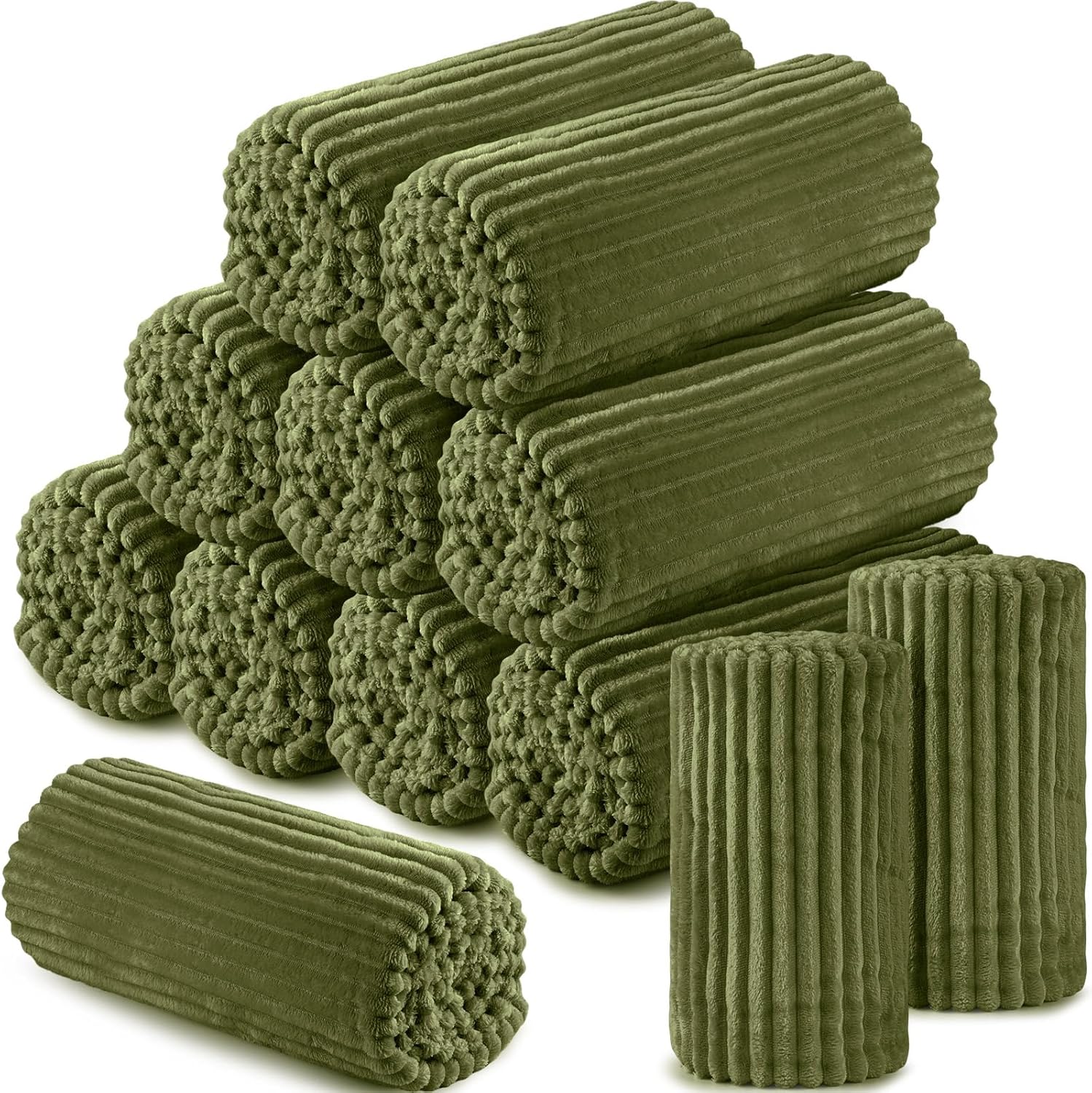 buryeah 12 pcs flannel throw blanket bulk 50 x 60 in sleepover blankets outdoor wedding throw lightweight, oeko-tex standard 100 certified for sofa donation homeless gifts (army green) 12 army green