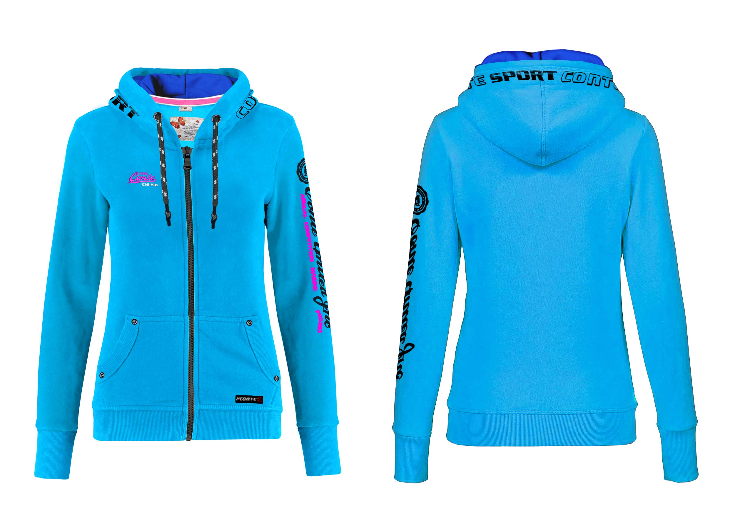 M.Conte Rachel Damen Hoodie Sweater Sweat-Shirt-Jacke S M L XL Weiss Blau Grau Schwarz Pink Mit Kapuze