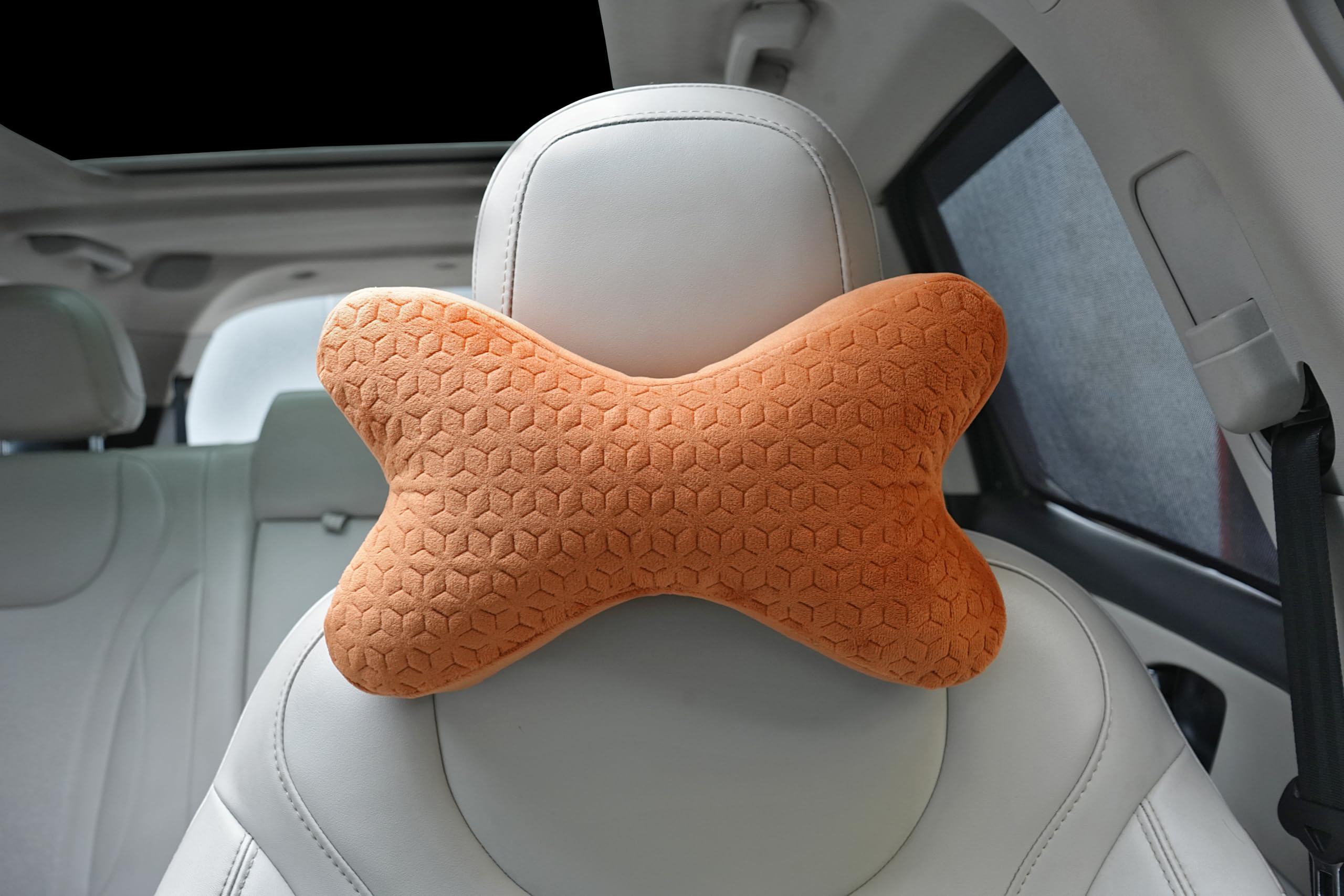 AutoFurnish Plush Car Neck Rest Pillow | Ultrasoft Memory Foam Pillow for Comfortable Car Rides | Superior Neck Support Cushion | Relieves Neck Pain & Improves Posture | Washable Velvet Cover | 3