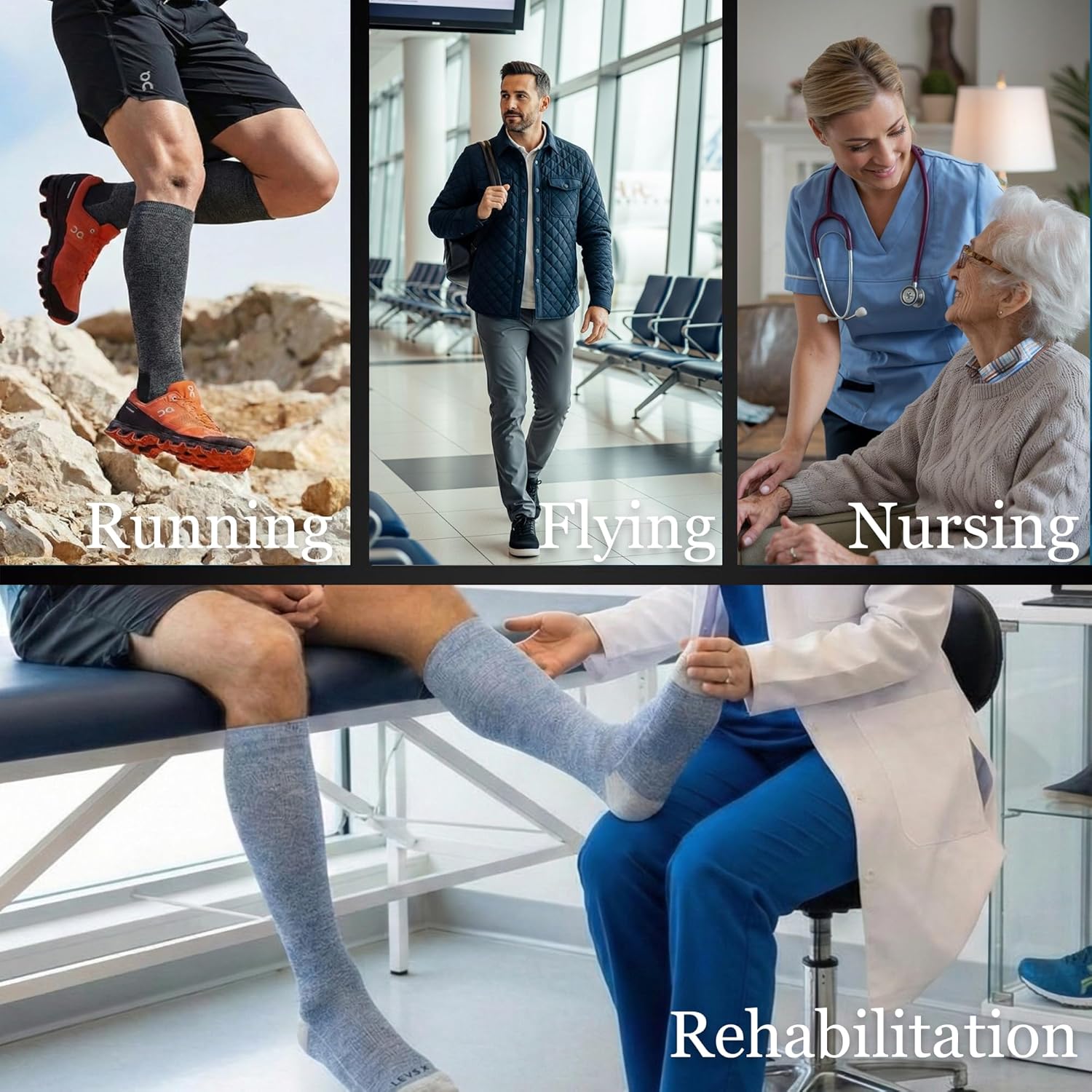 LEVSOX Bamboo Viscose Graduated Compression Socks for Women&Men - Cushioned Knee-High 20-30 mmHg Support Socks - Image 2