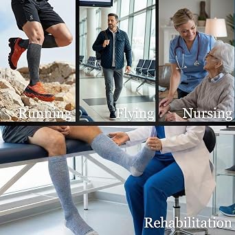 LEVSOX Bamboo Viscose Graduated Compression Socks for Women&Men - Cushioned Knee-High 15-20mmHg Support Socks
