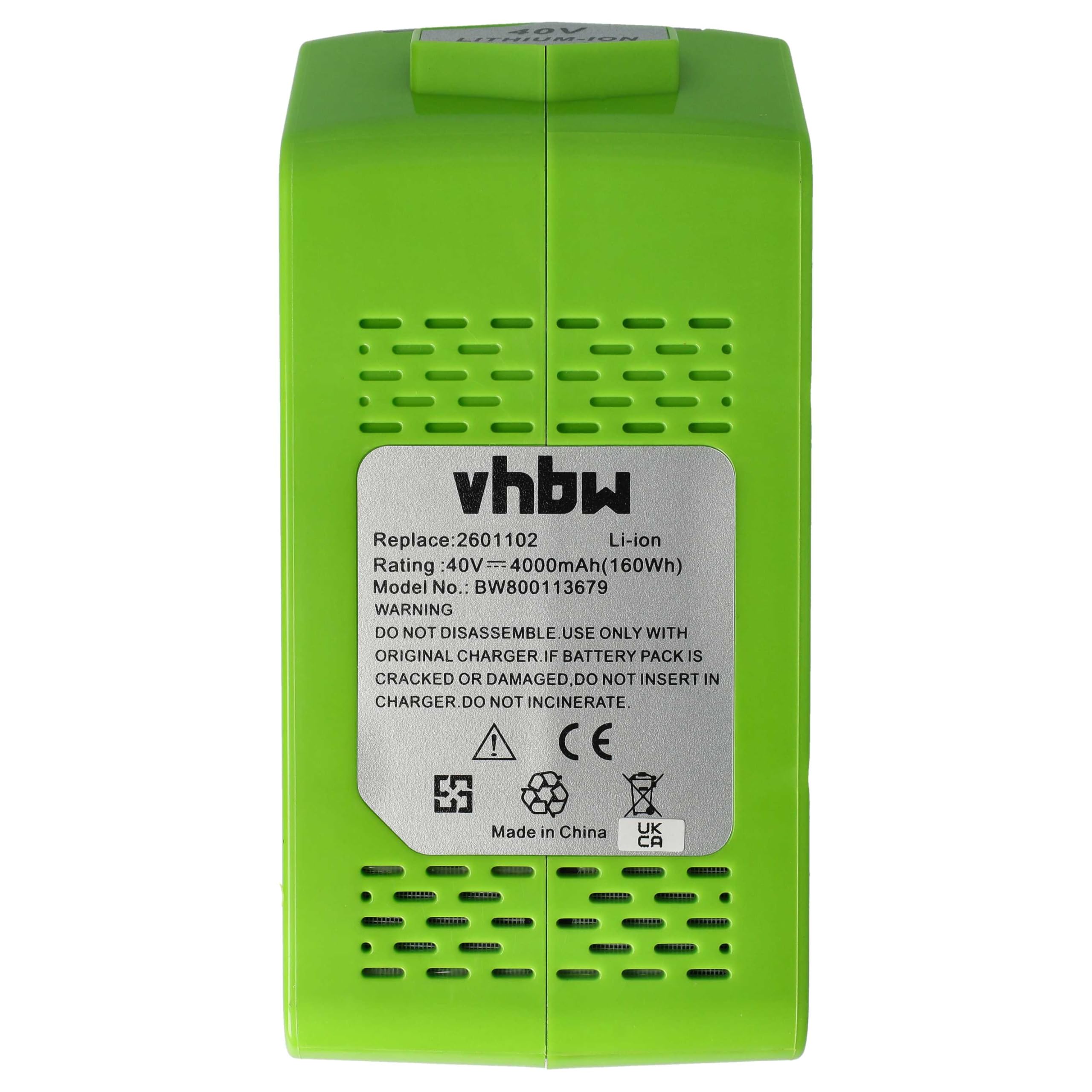 vhbw batteria sostituisce Greenworks 29717, 29727, 29472, 29662, G-MAX 4 AH Li-Ion, 29462 per utensile (4000 mAh, Li-Ion, 40 V)