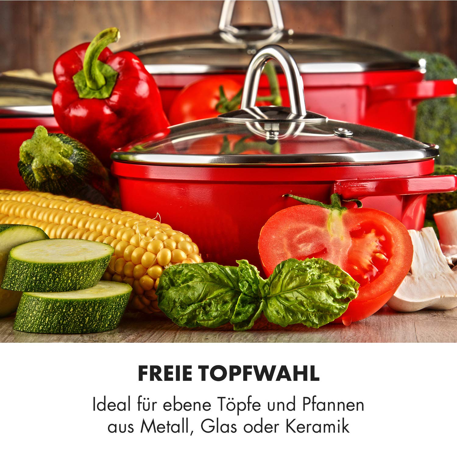 Klarstein MisterCook Kochplatte Infrarot-Kochfeld, Leistungs- und Temperaturstufen, Timer, Touchbedinung, Überhitzungs- und Überspannungsschutz, 1 Kochzone, 2000 Watt, silber