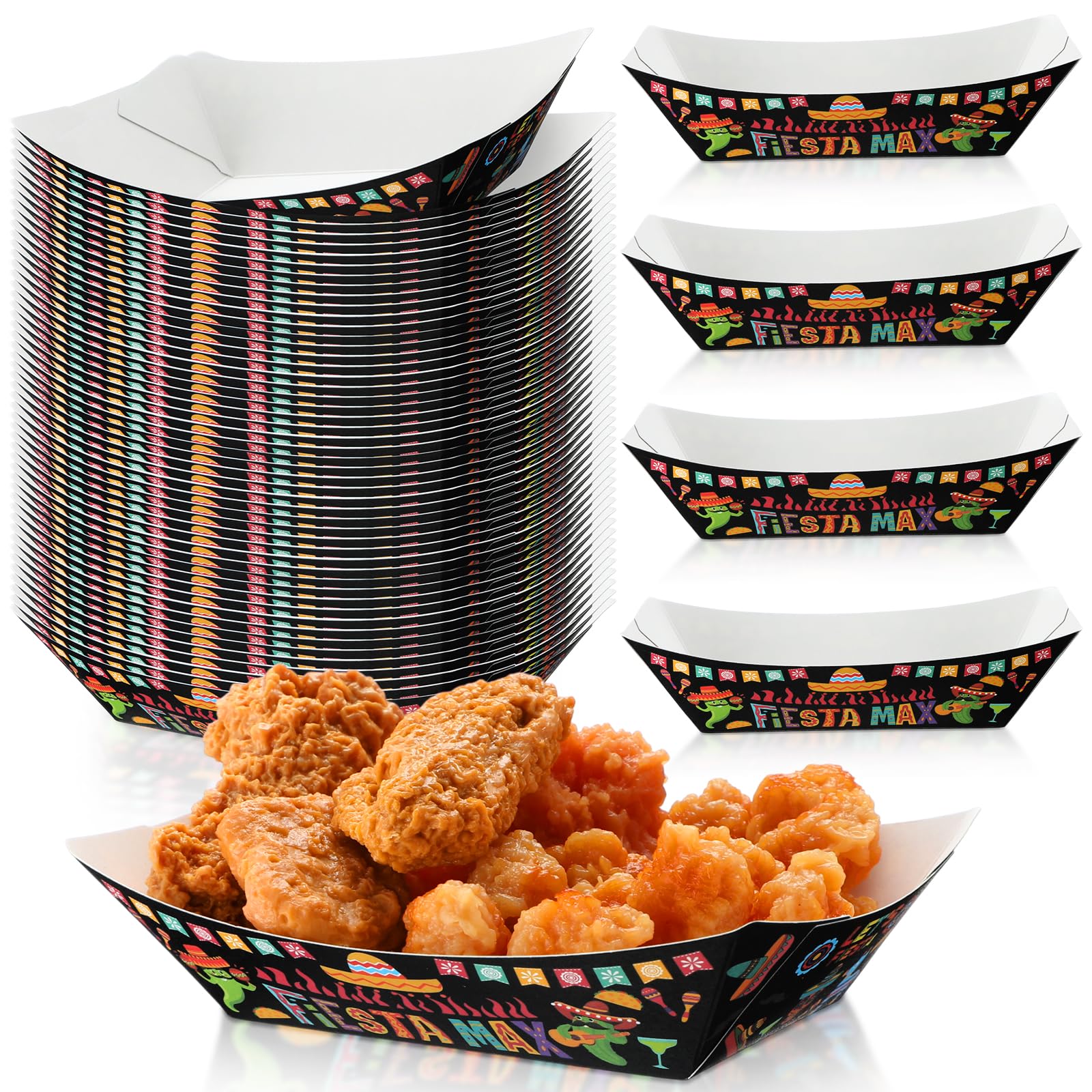 Gejoy 100 Pcs Mexican Paper Food Trays for Taco 2 lb, Classic