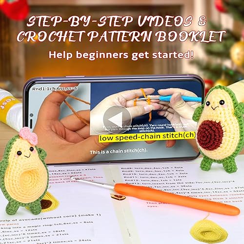 Miniatura 2 de Crochetta Kit de ganchillo para principiantes, kit de inicio de ganchillo para principiantes con tutoriales en video paso a paso, kits de