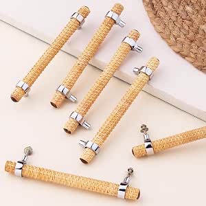Indian Shelf 6 Pieces Adjustable Rattan Door Handles for Cabinet Pull
