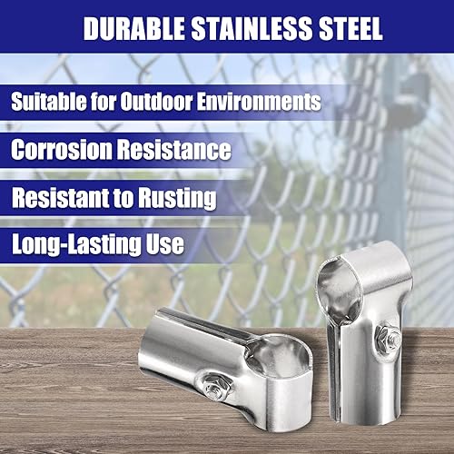 Miniatura 2 de uxcell Conector de tubería estructural, abrazaderas de tubería de unión de 180 grados de 2 vías, 10 juegos de rieles de esquina de acero inoxidable