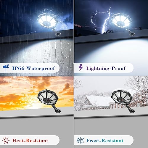 Miniatura 6 de Luces solares para exteriores - 6500K Luces solares de calle para exteriores, sensor de movimiento y luz de inundación del atardecer al amanecer,