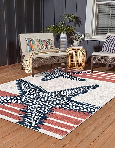 Miniatura 3 de Unique Loom Belize Outdoor Collection - Alfombra rectangular de 7 pies 10 pulgadas x 10 pies, color marfil y naranja