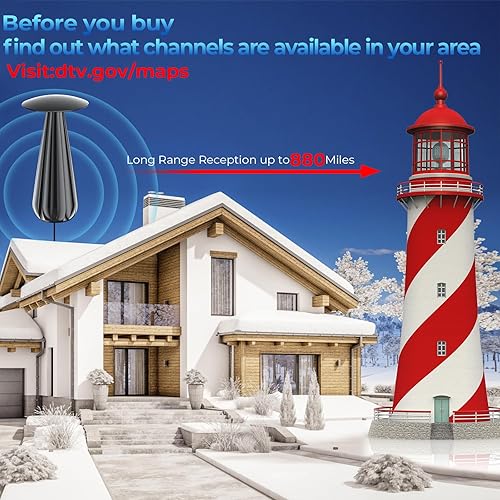 Miniatura 2 de Antena de TV 2024 para Smart TV para interiores  Antena HDTV de 880+ millas de alcance, antena digital compatible con canales locales de TV 4K 1080P