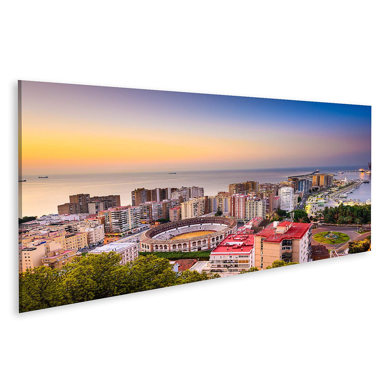 islandburner cuadro sobre lienzo Málaga España Crepúsculo horizonte dirección Mediterráneo imágenes murales póster