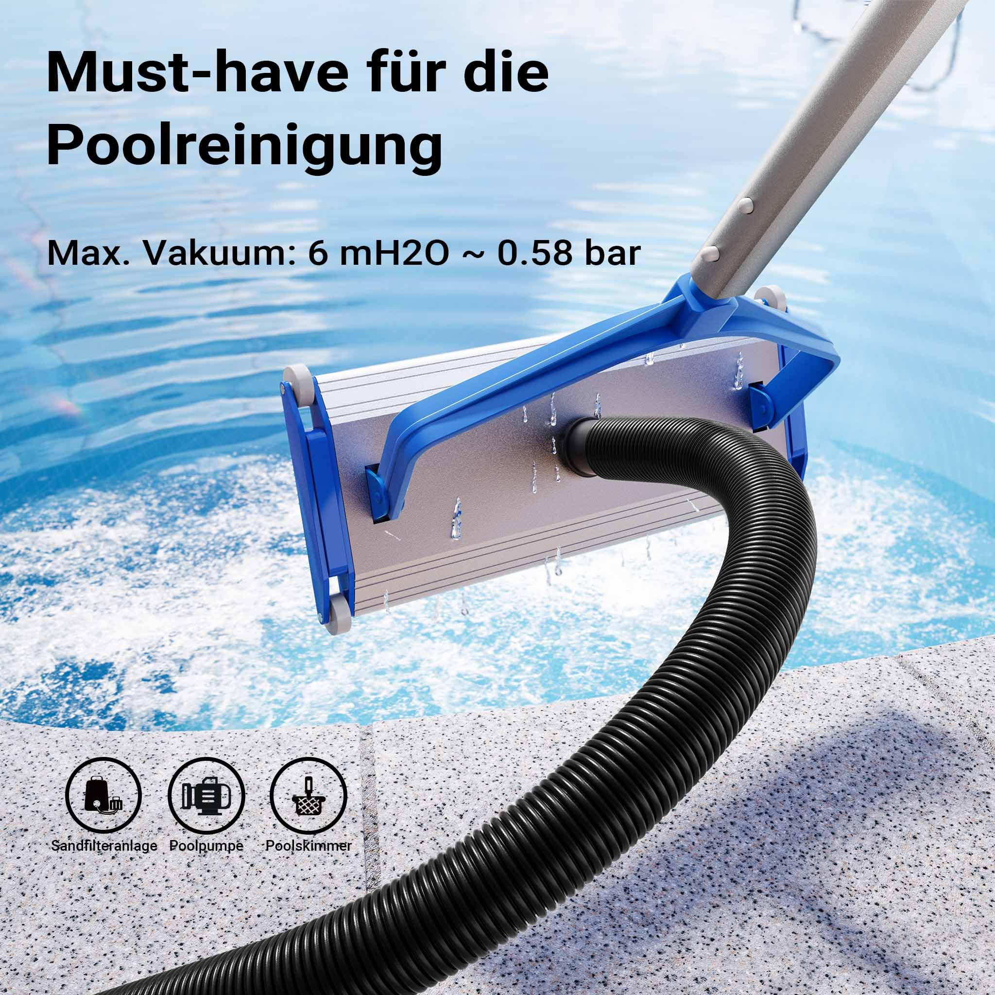 Wiltec Poolschlauch 30 m ⌀32 mm, Schwimmbadschlauch mit Muffen, Pumpenschlauch für Schwimmbecken, Saugschlauch, Solarschlauch