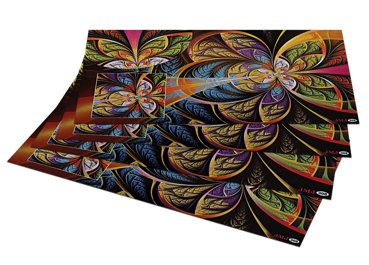 Kuber Industries Flower Printed PVC 4 Piece Dining Table Placemat Set (Multicolour)-HS43KUBMART26105, Standard