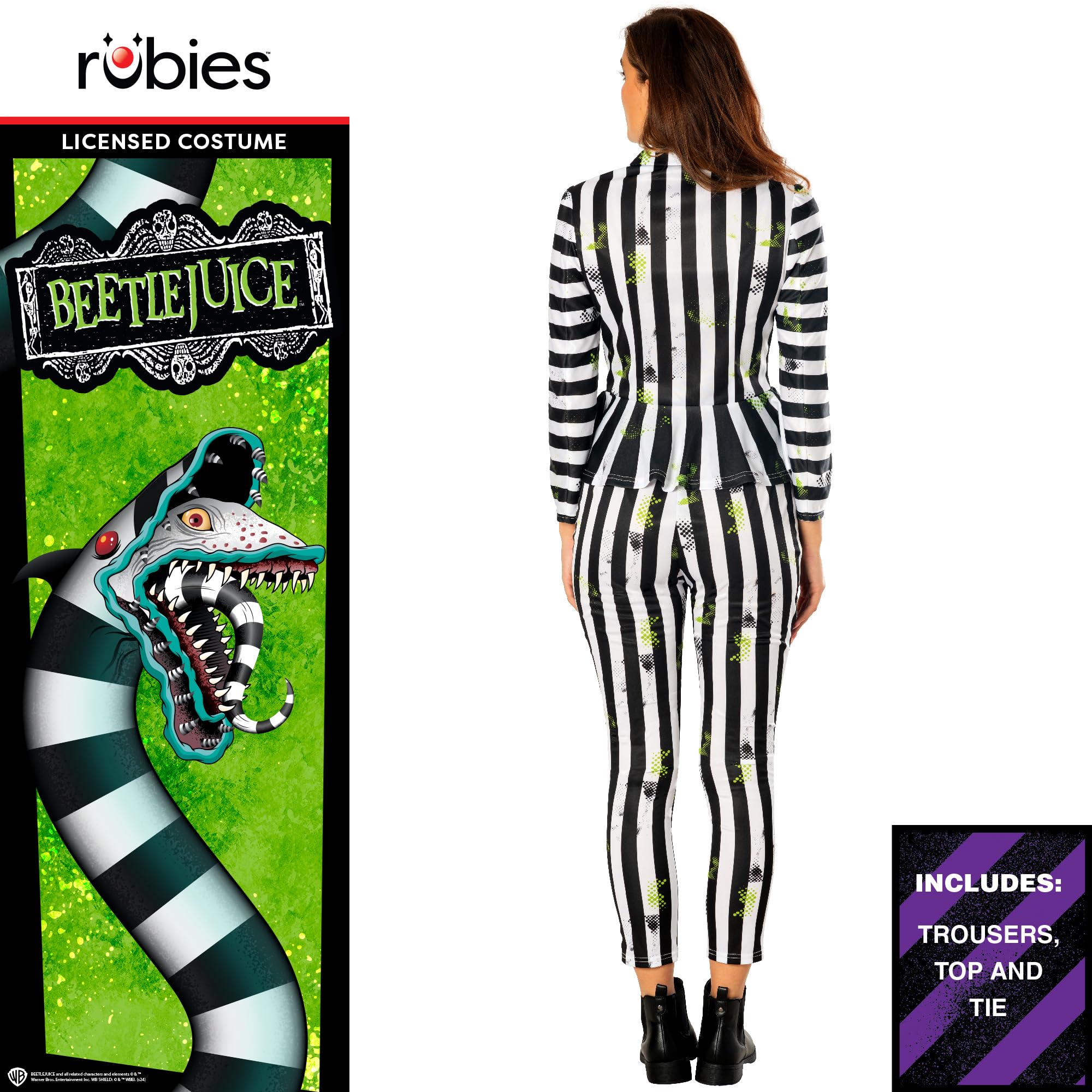 Rubies Official Ladies Beetlejuice Costume, Adult Costume, Womens Fancy  Dress, Size L Halloween, Multicoloured, 16-18 - BigaMart