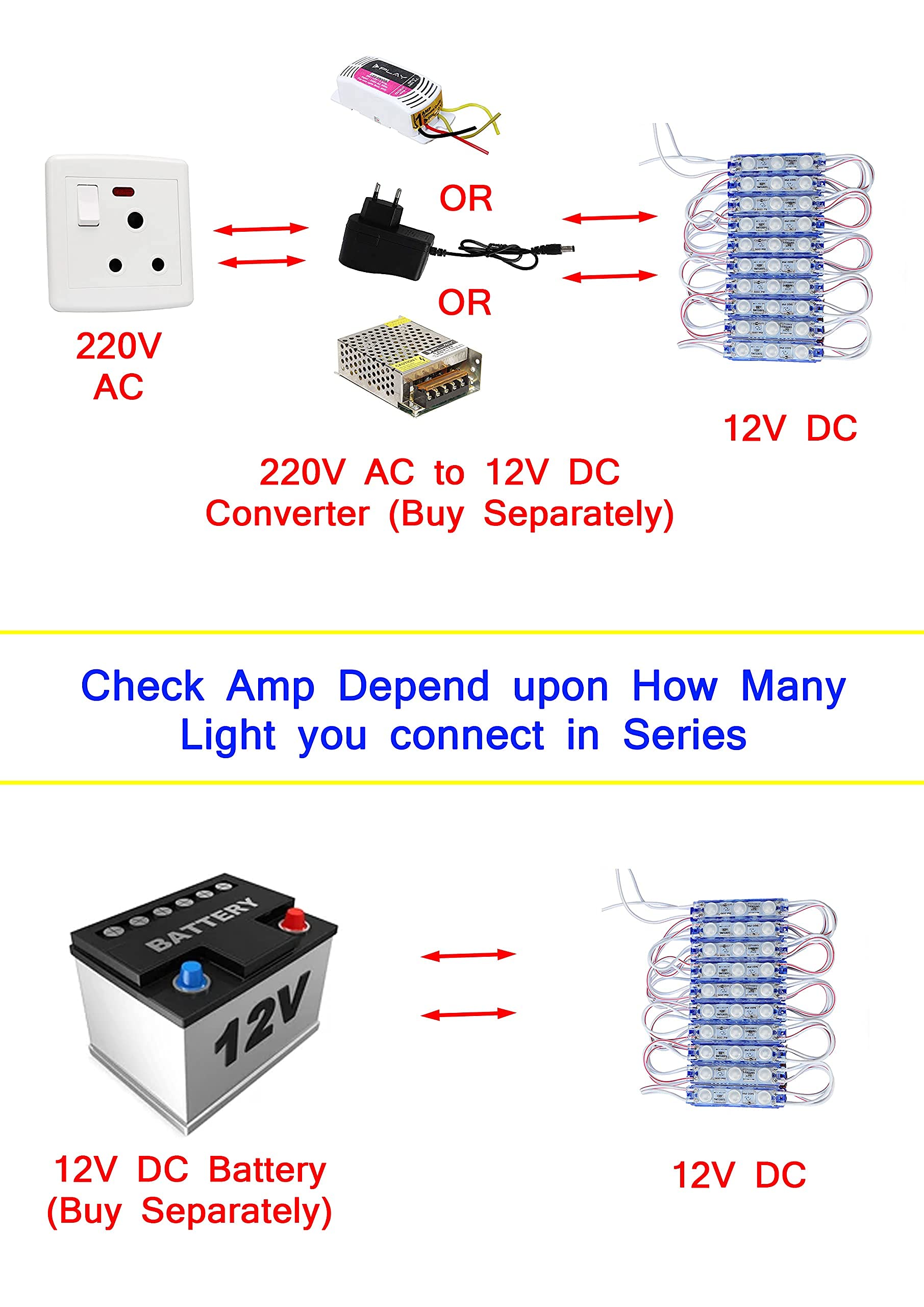 LED Strip Lights - Pack of 20, Waterproof -6 LED Strip Lights - Pack of 20, Waterproof -6