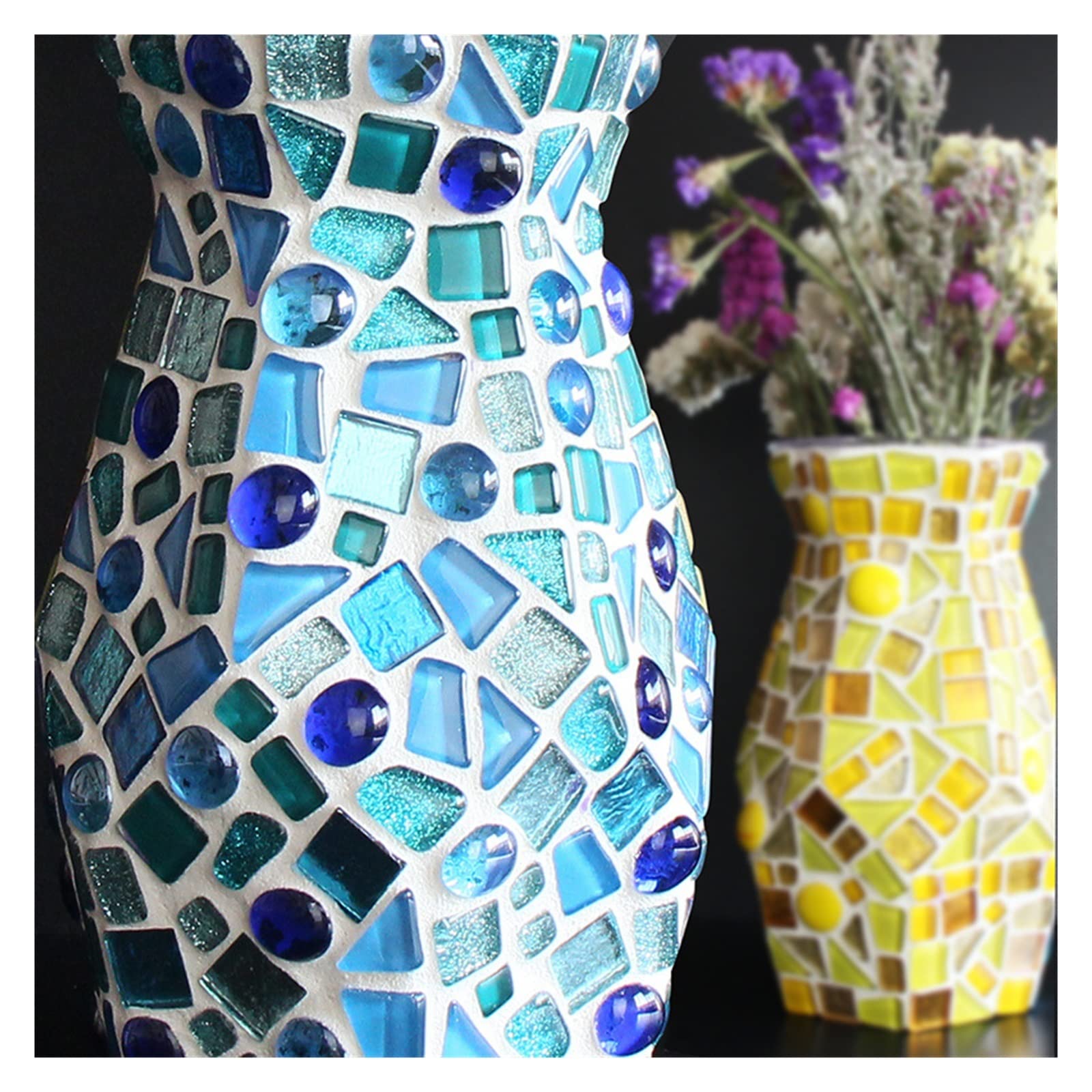 Piastrelle di mosaico, 250g/pack Crystal Glass Mosaic Tile Irregular Shape DIY Hobbies for Kids Glitter Shiny Mixed Mosaic Stone Handmade Art Materials(B)