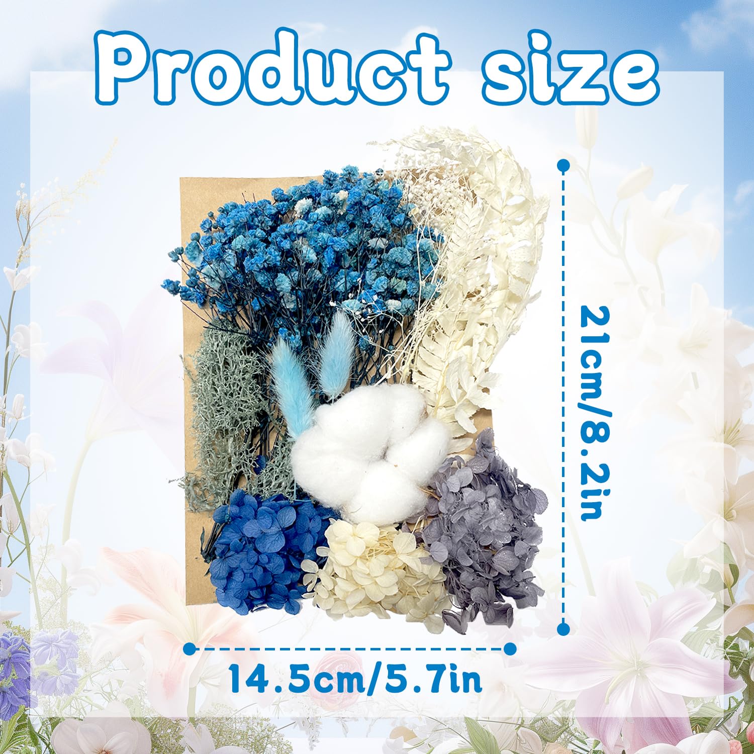 Dried Flowers, Pressed Flowers Dry Flowers Dried Flowers Crafts for Diy Arts Resin Scrapbooking Jewelry Making Floral DecorationsBlue - Image 2