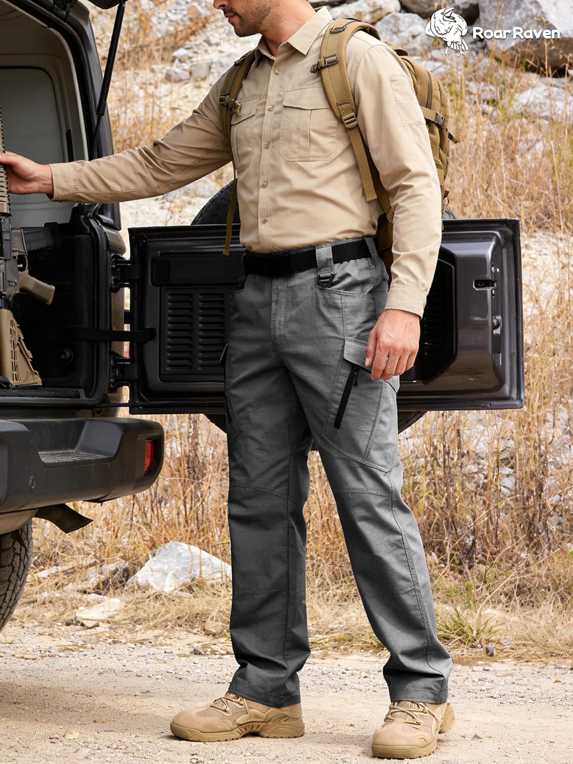 Men's Tactical Pants Water Resistant Cargo Ripstop Pants Lightweight Outdoor EDC Hiking Work