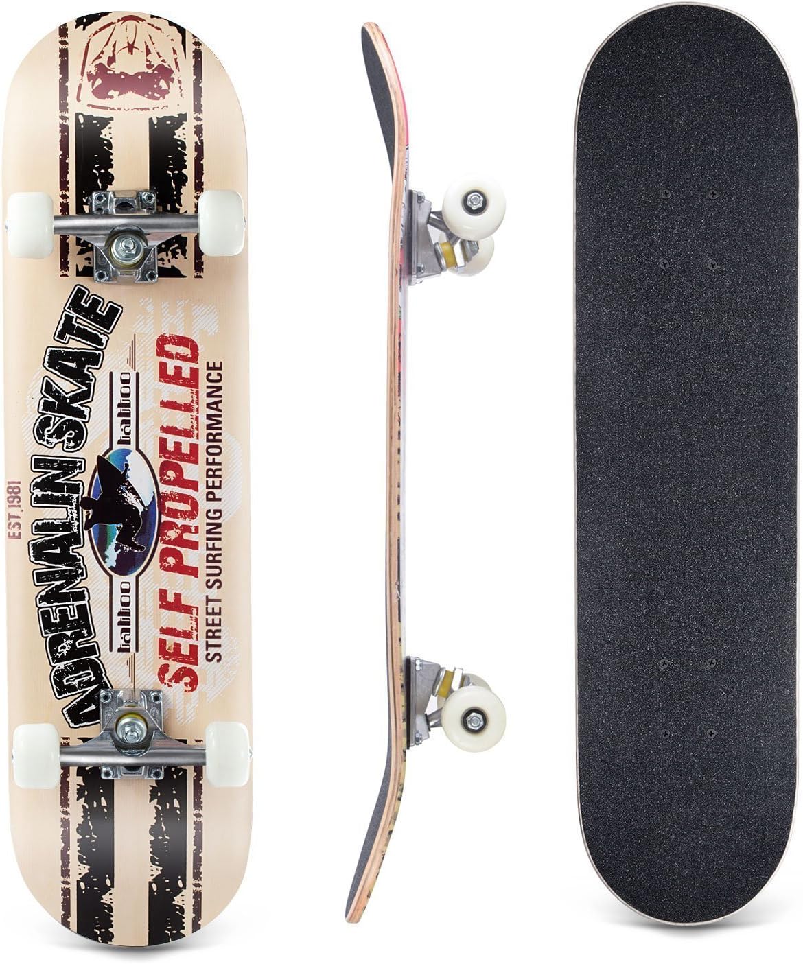 Complete Skateboard - 31" x 8" Inches,8 Layer Maple Wood Tricks Skate Board for Beginner,Birthday Gift for Extreme Sports and Outdoors (Summer Passion)