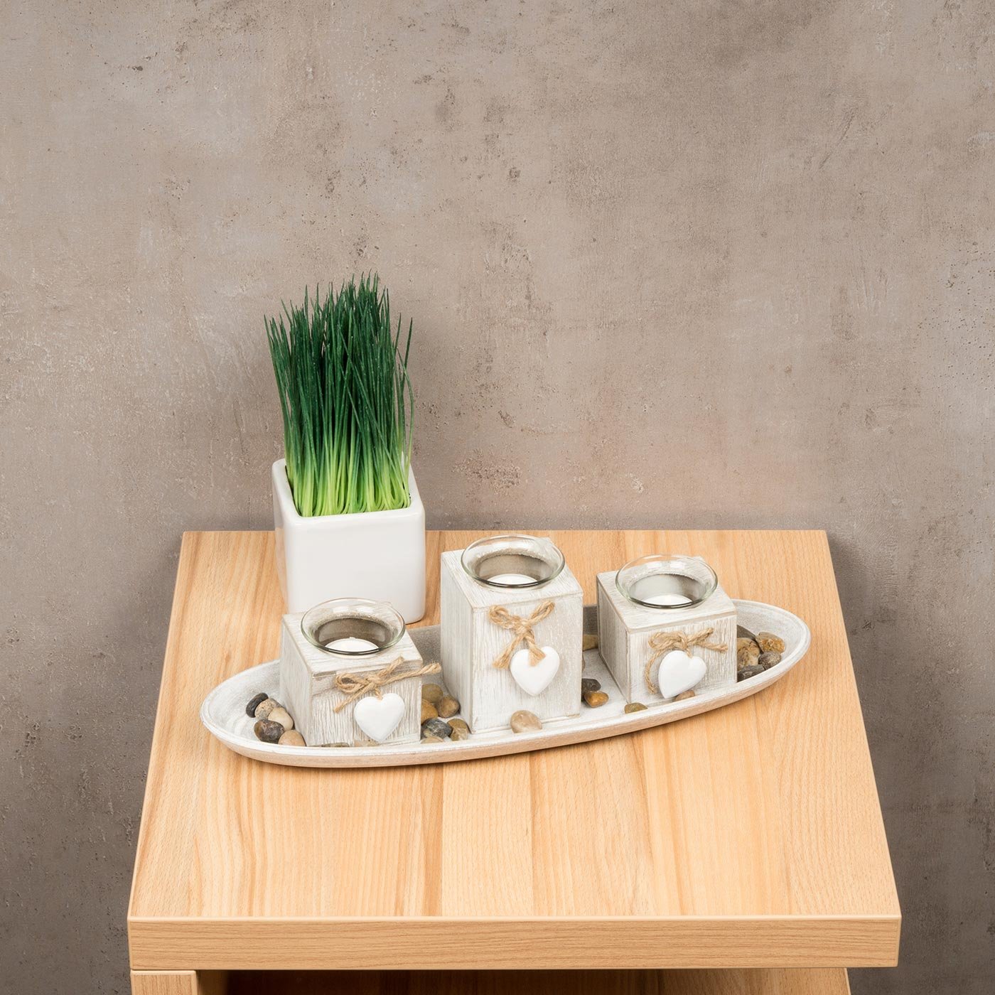 levandeo Set di 2 lanterne antivento, altezza 10 cm, colore marrone, in metallo, decorazione per la casa, decorazione autunnale