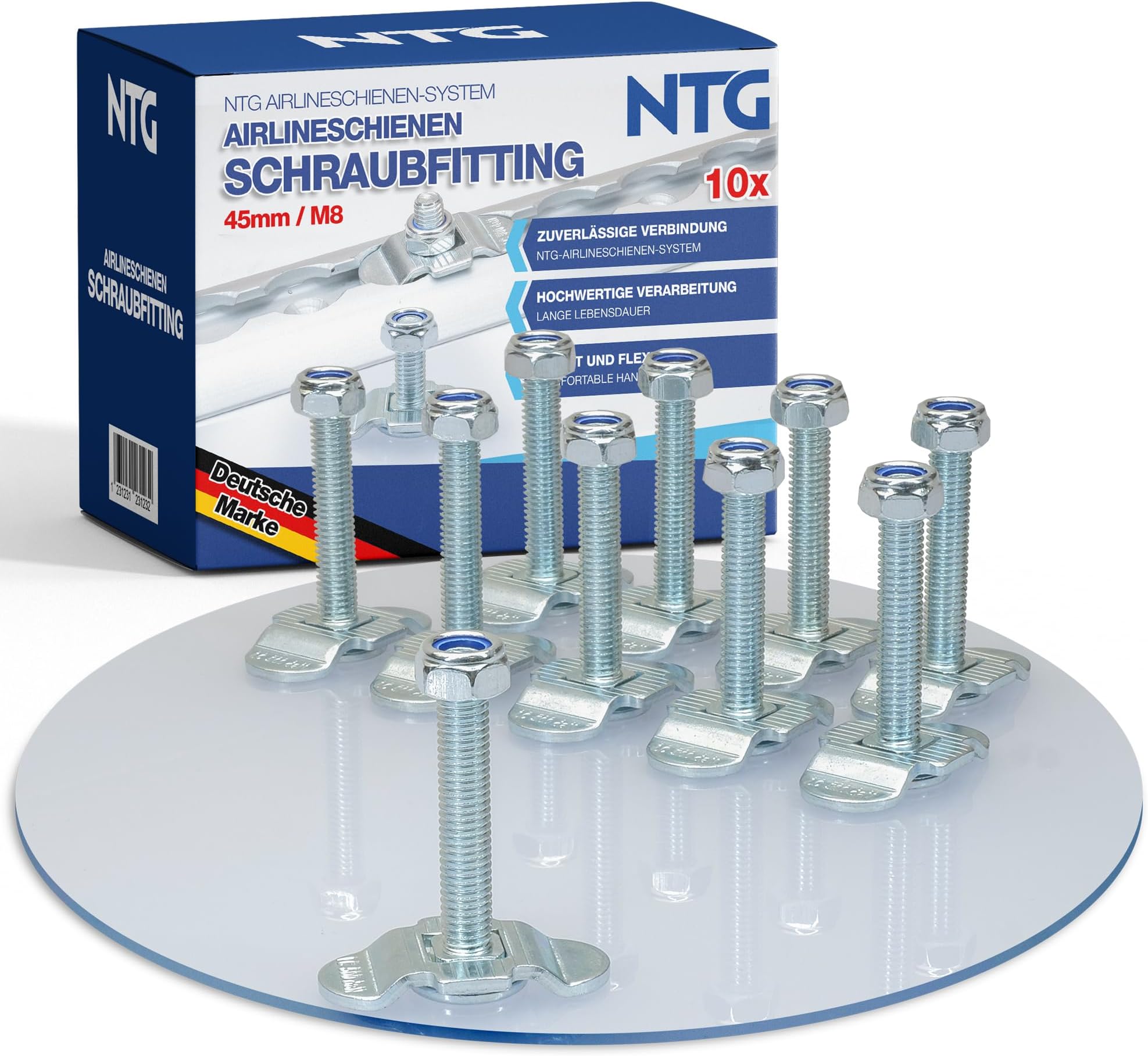 NTG 10 x Single Schra ubfitting for imitated rail M8 x 45, 500 daN