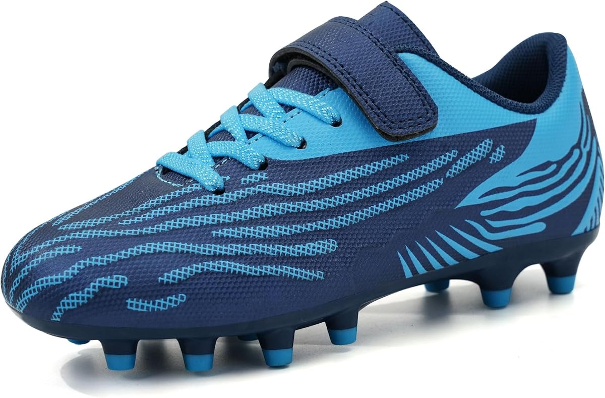 calzado de fútbol brooman Kids FG para niña | Diseño de gancho y bucle, suela antideslizante, calzado de fútbol firme para niño pequeño/niño pequeño/niño grande