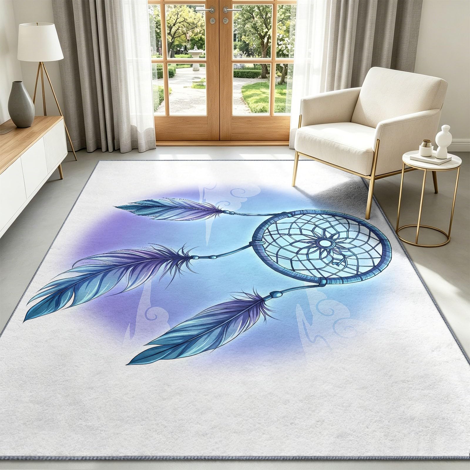 Tapis attrape-rêves 140x200 cm rectangulaire poil court doux pour salon moderne