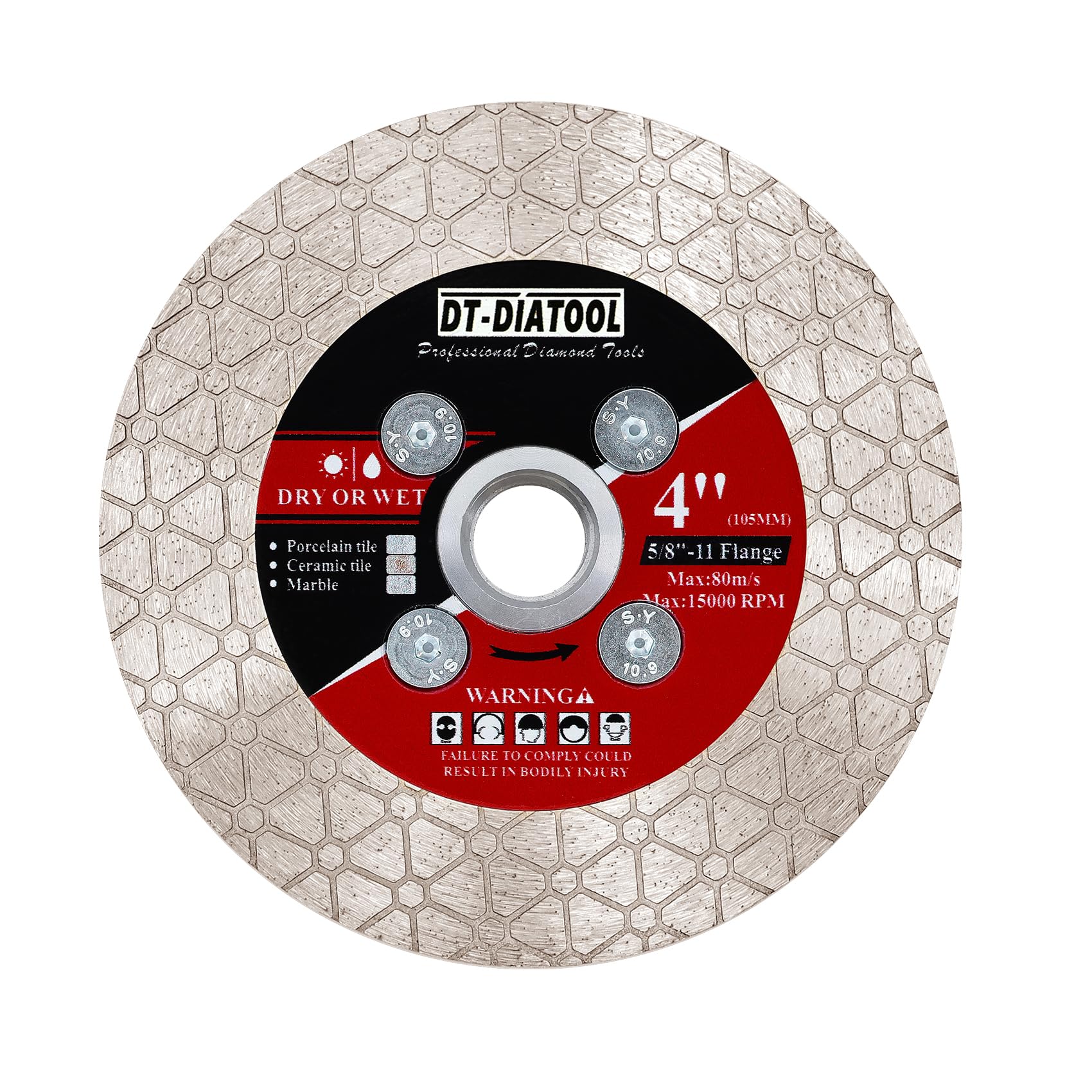 DT-DIATOOL Diamond Cutting & Grinding Disc 105mm with M14 Flange for Porcelain Tile Ceramic Marble Artificial Stone