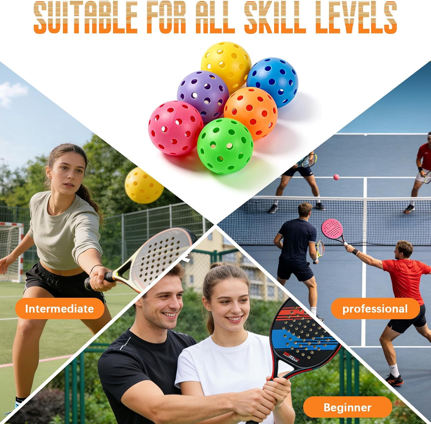 24 Pack 40-Holes Multicolor Outdoor Pickleball Balls, USAPA Approved | High Bounce True Flight & Perfectly Balanced, Durable Colorful Pickle Balls Set for Practice & Rec for Competitive Play