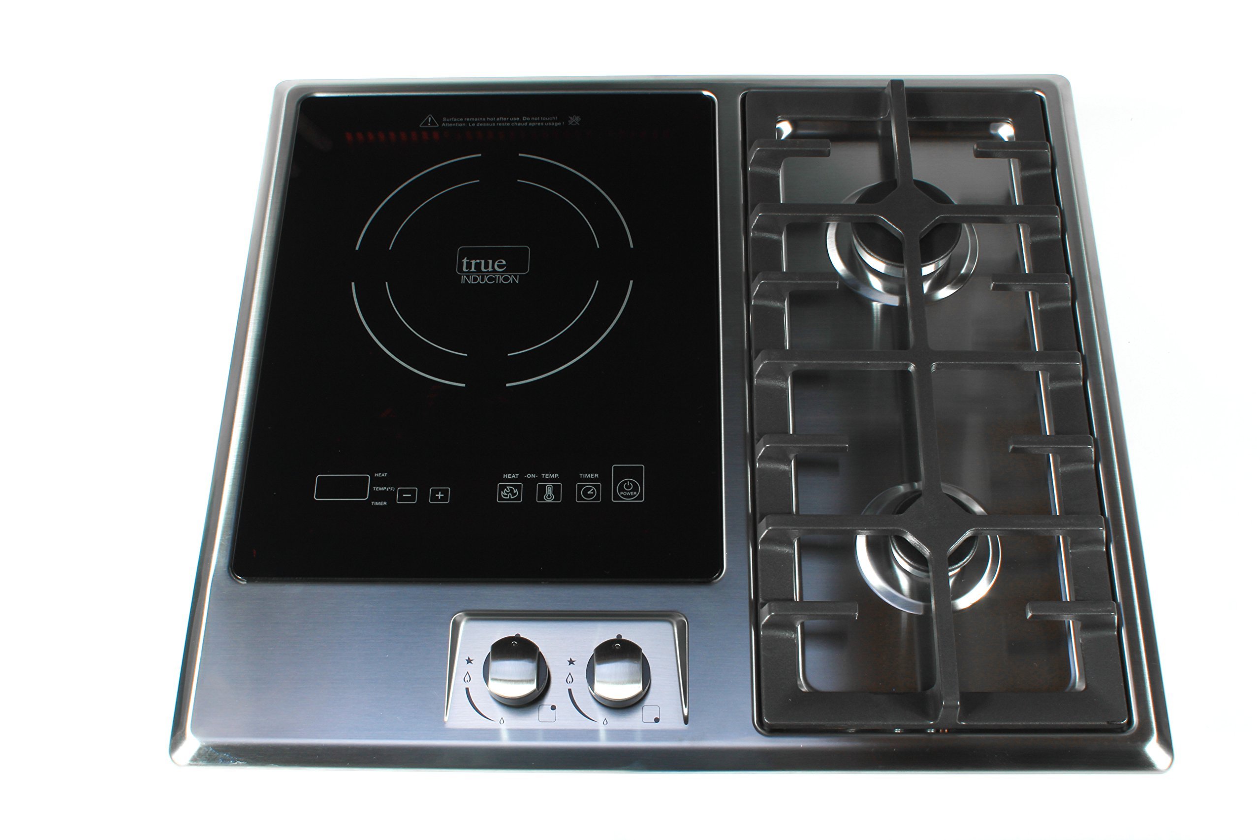 True Induction 23 in. Dual Gas Burner + Single Burner 1750 Watt Induction Cooktop 858UL Cert.