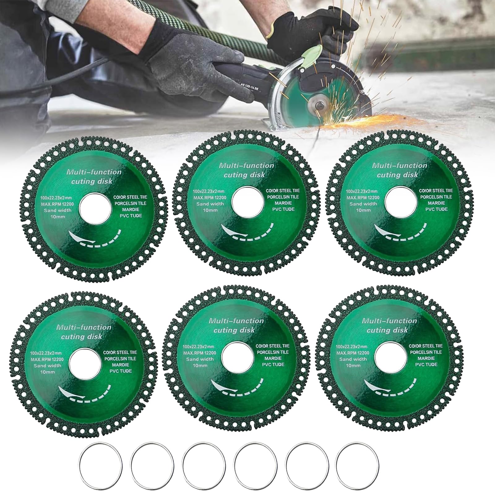 Indestructible Disc 2.0, 6 Packs 4 in Indestructible disc for Grinder, Indestructible Grinder Disc for Angle Grinder 7/8", Cutting Discs for Smooth
