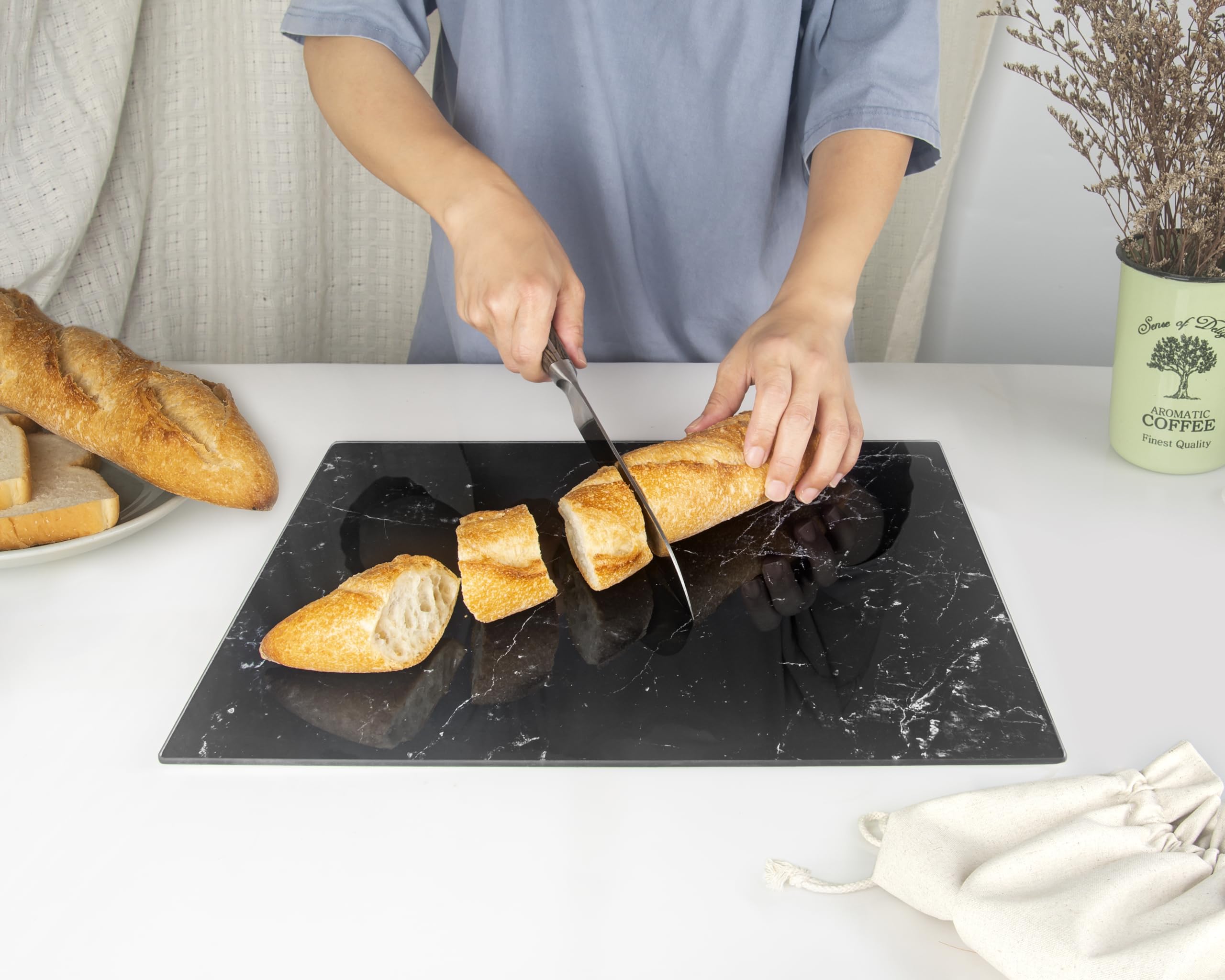 Tagliere in Vetro Temperato 60x52 cm da Cucina con Piedini Antiscivolo